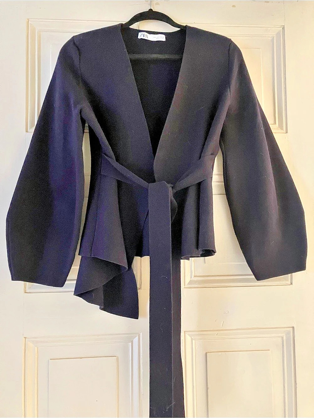 Zara Wrap Peplum Blazer in Black Size Large